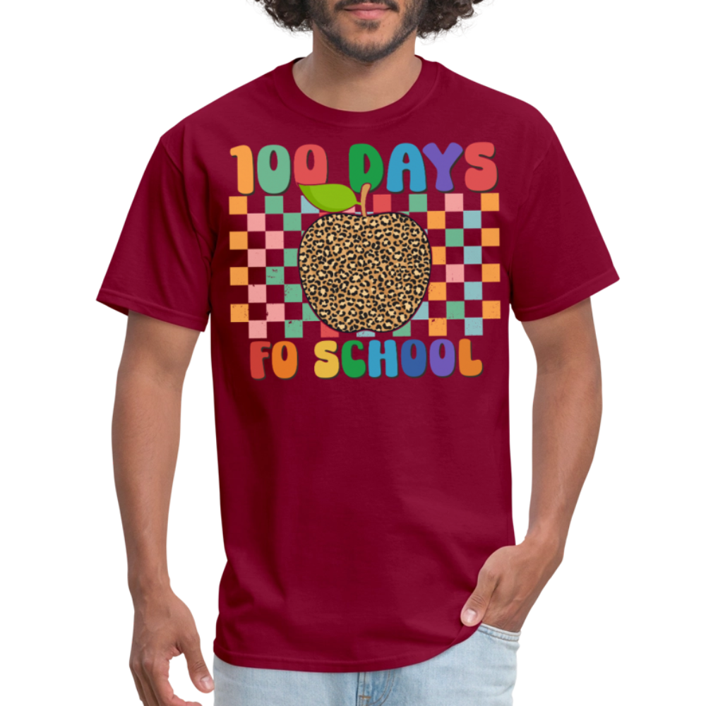 Leopard Print 100 Days of School Shirt Teacher Gifts Unisex T-shirt - burgundy