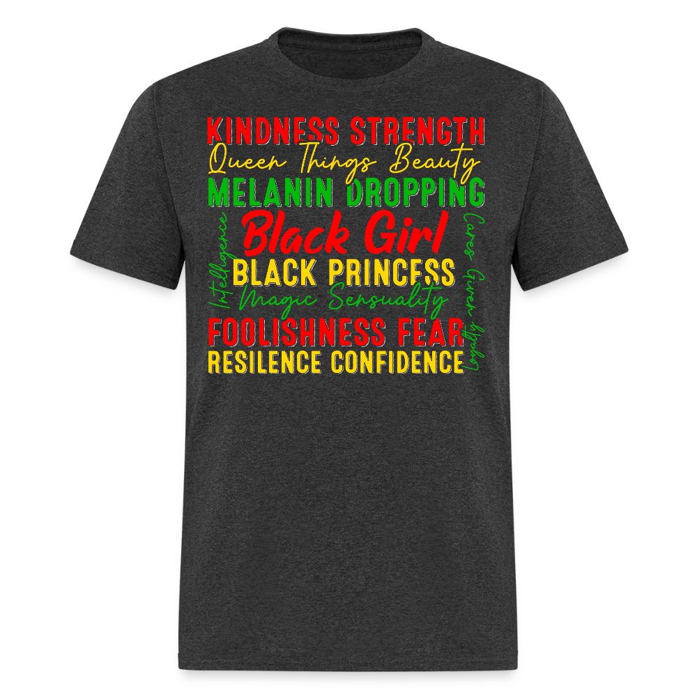 Black Queen Inspirational Tee Black Girl Empowerment T-shirt - heather black