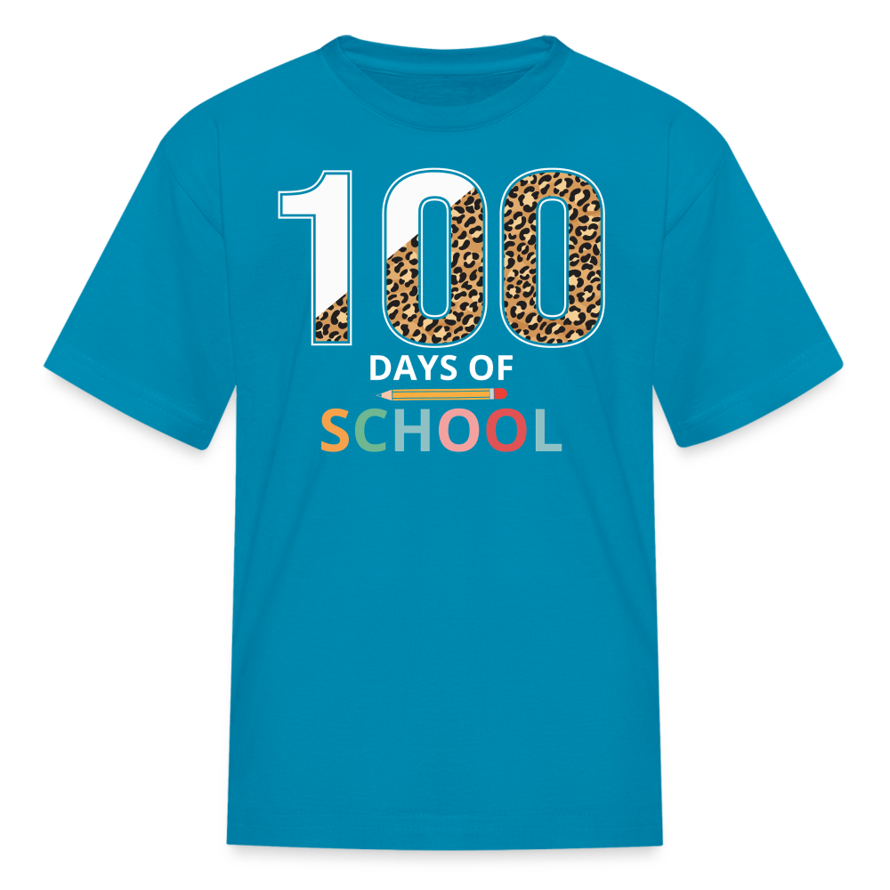 100 Days Of School Shirt For Boys Colorful School Milestone Kids T-shirt - turquoise