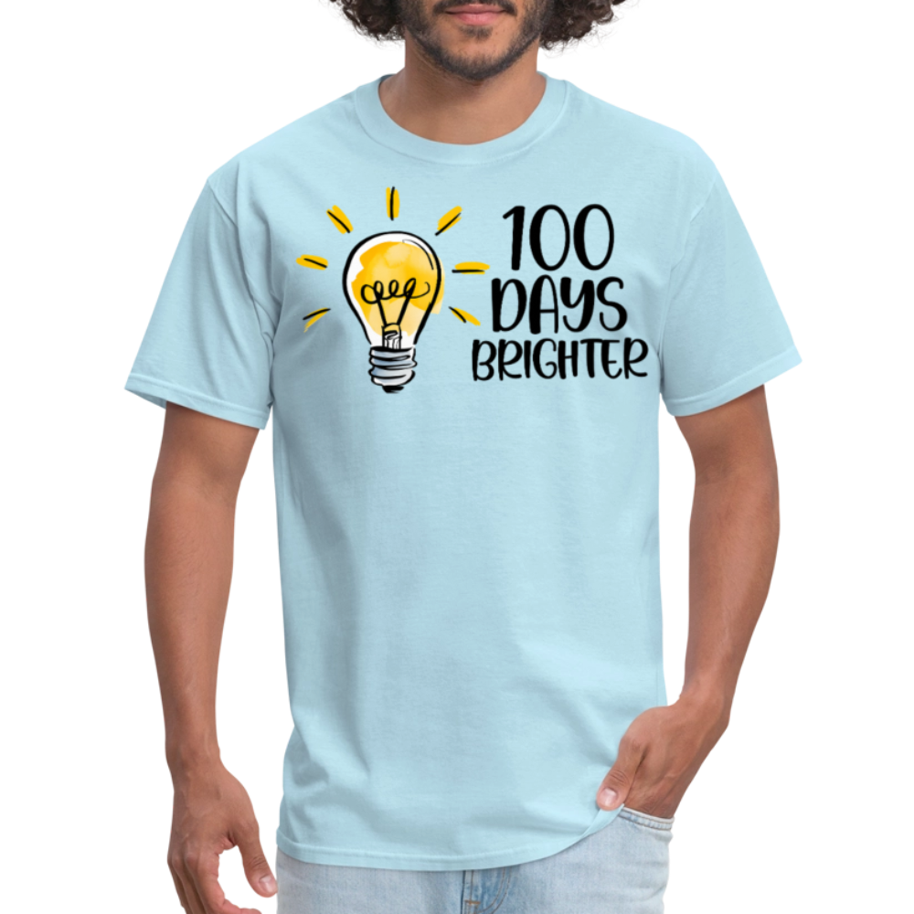 100 Days Brighter Tee for Teachers School Milestone Unisex T-Shirt - powder blue