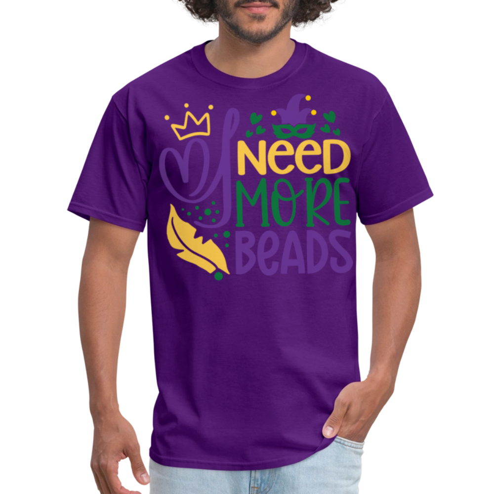 Funny Mardi Gras Beads Tee I Need More Beads Festival T-shirt - purple