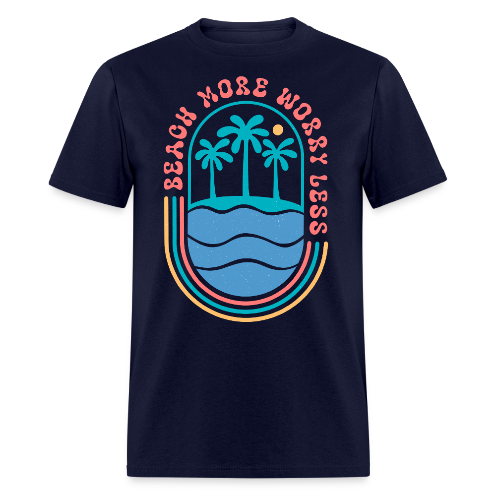 Beach More Worry Less Tropical Vacation T-shirt - navy