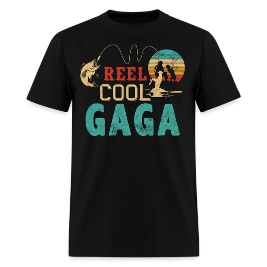 Reel Cool Gaga Cute Grandma Fishing T-shirt - black
