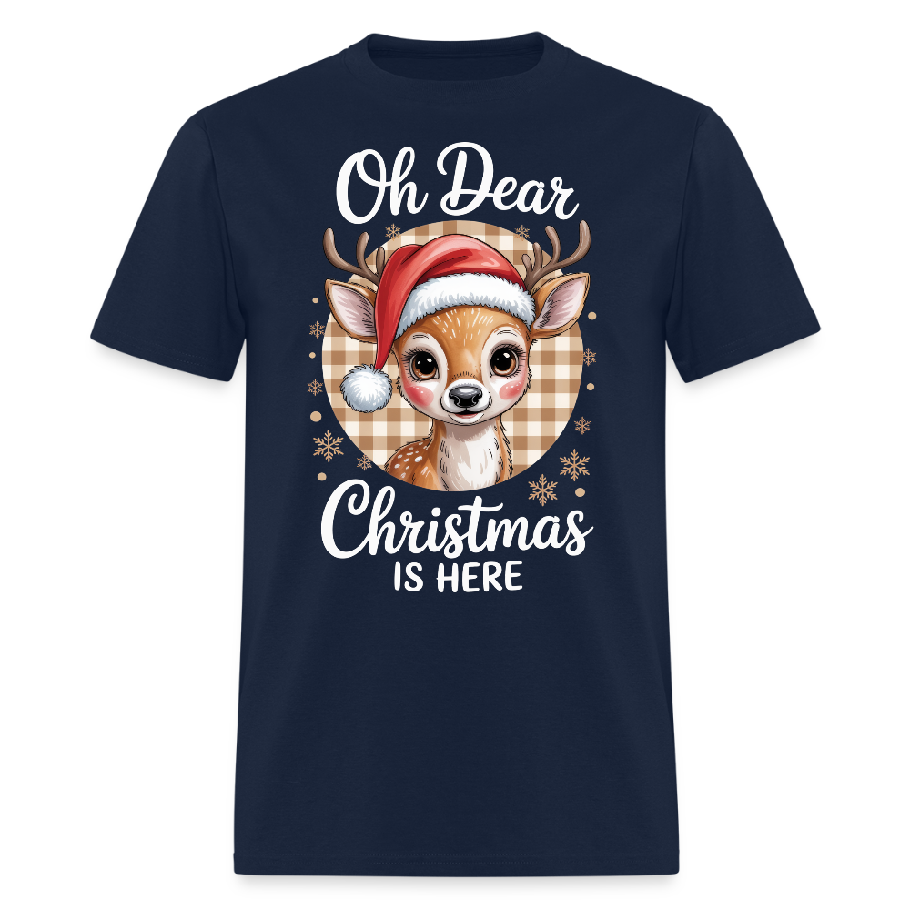Oh Dear Christmas Cute Reindeer T-Shirt - navy