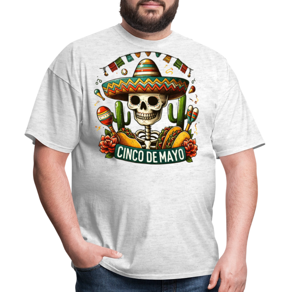 Mexican Festival Outfit Ideas Cinco de Mayo Skull T-shirt - light heather gray