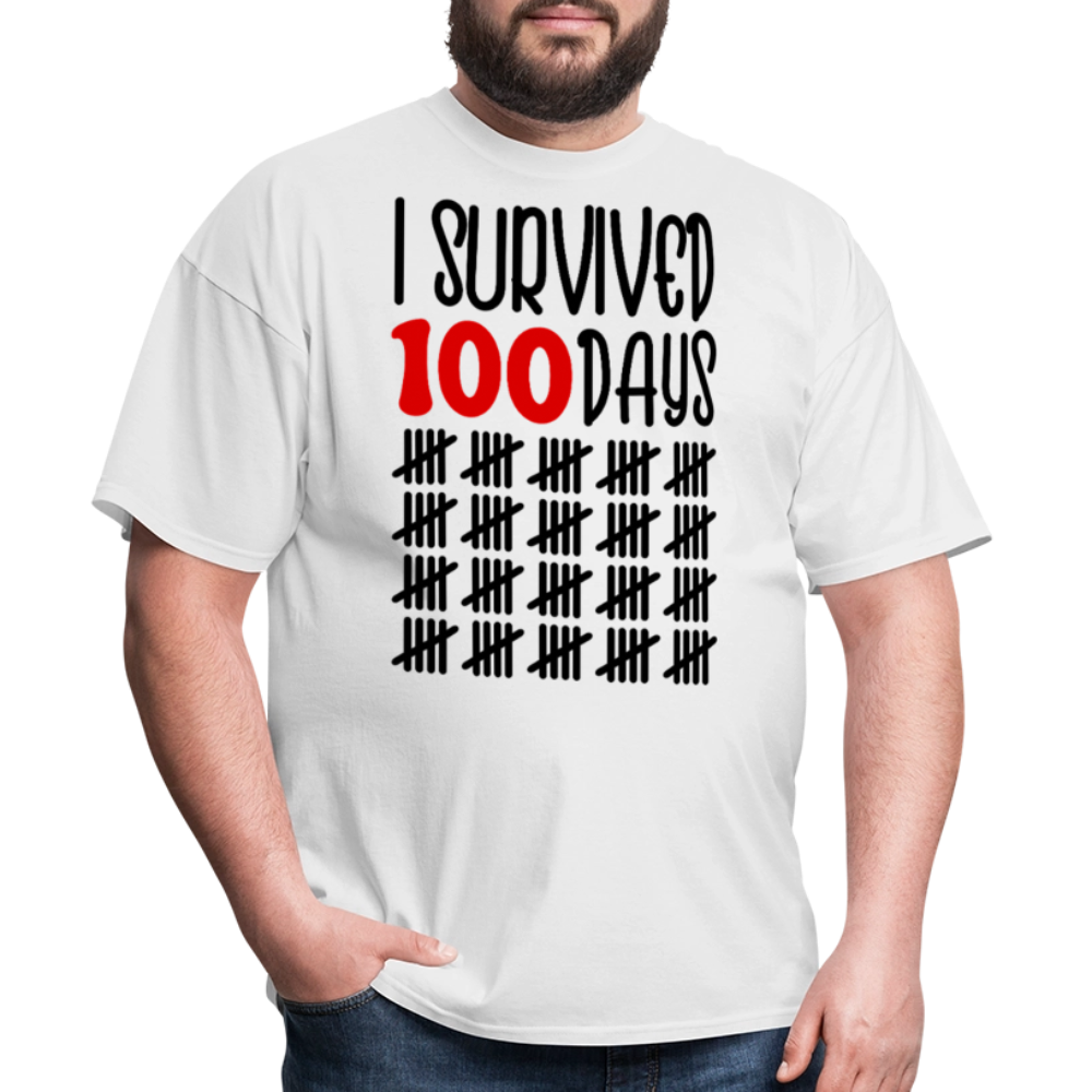 Funny 100 Days Survived School Tee Teacher Appreciation T-shirt - white