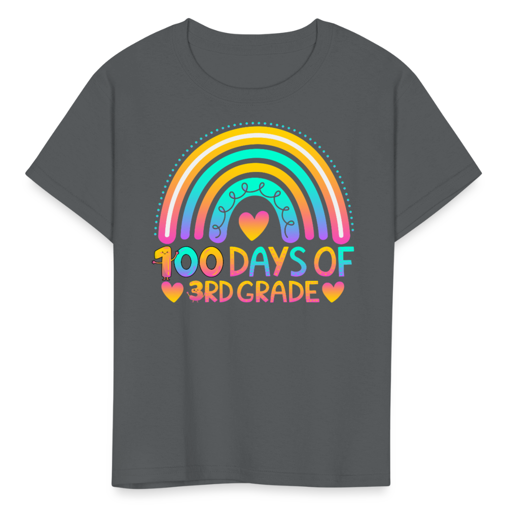 100 Days of 3rd Grade Rainbow Kids' T-Shirt - charcoal