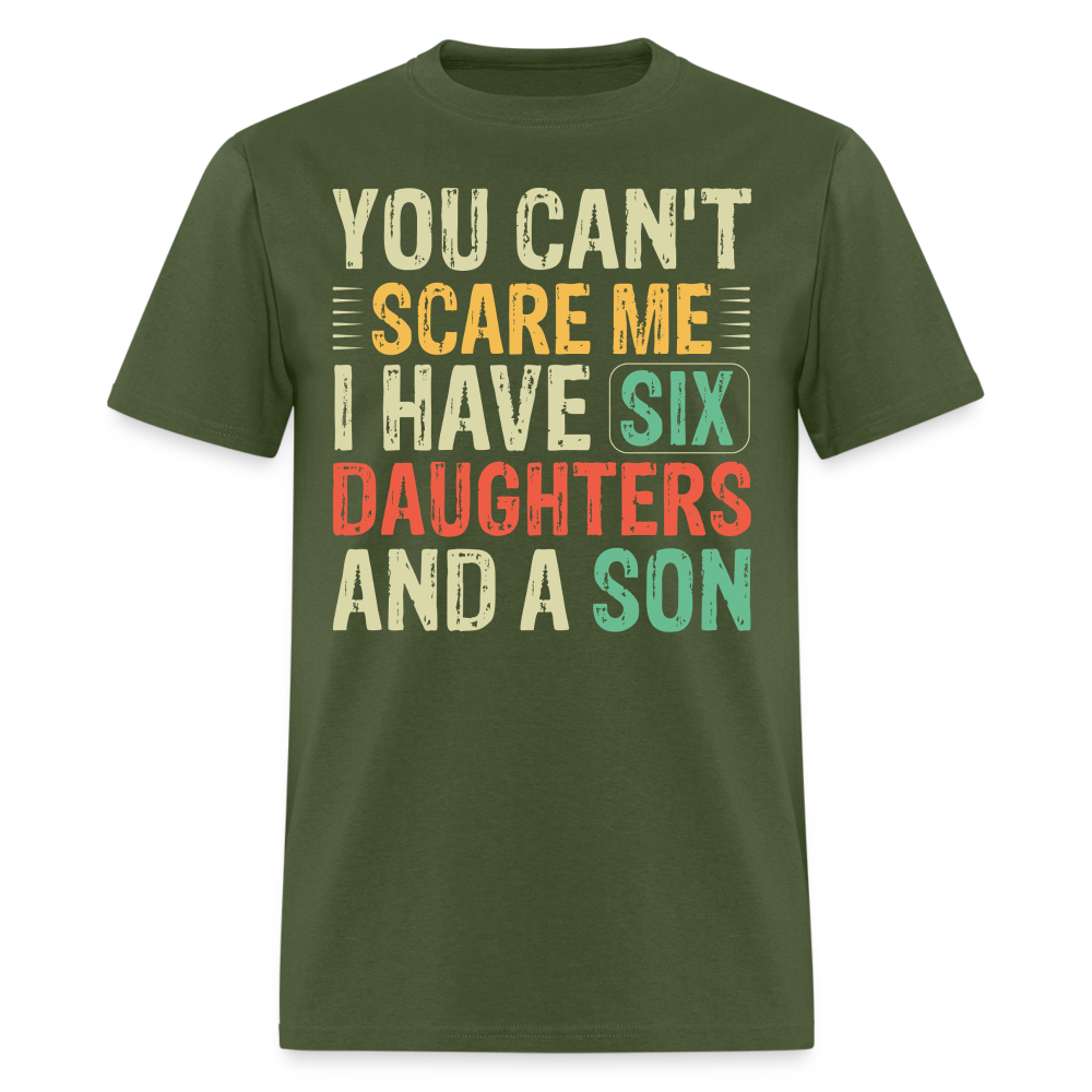 Gifts For Parents With Six Daughters And A Son Fathers Day T-shirt - military green