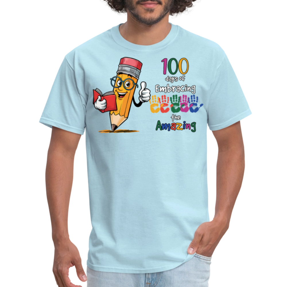 100 Days Of Embracing Learning Tee Back To School Teacher Gifts T-shirt - powder blue