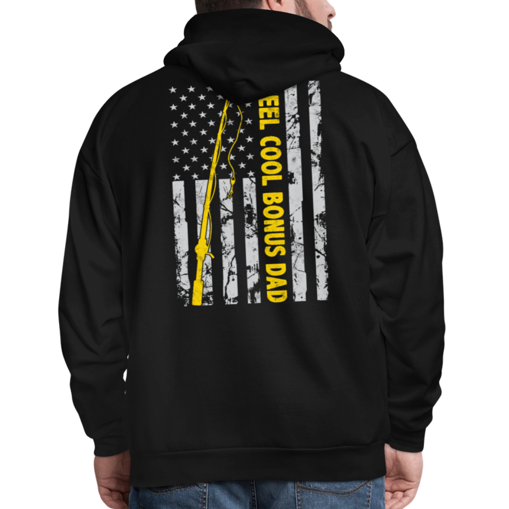 Reel Cool Bonus Dad Patriotic Stepdad Gift Hoodie - black