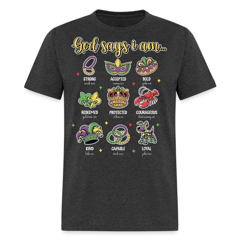 Religious Mardi Gras T-shirt With Bible Verses Christian Mardi Gras T-shirt - heather black