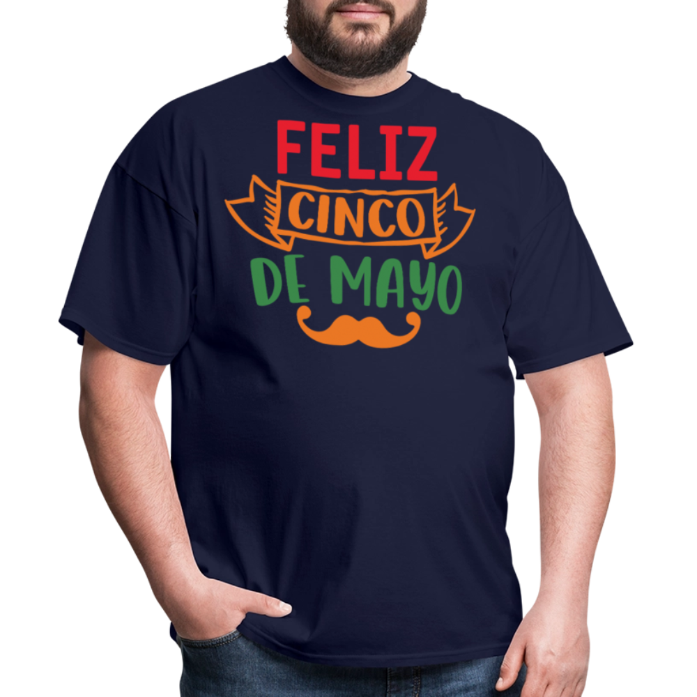 Mexican-themed Graphic Tees Feliz Cinco De Mayo T-shirt - navy