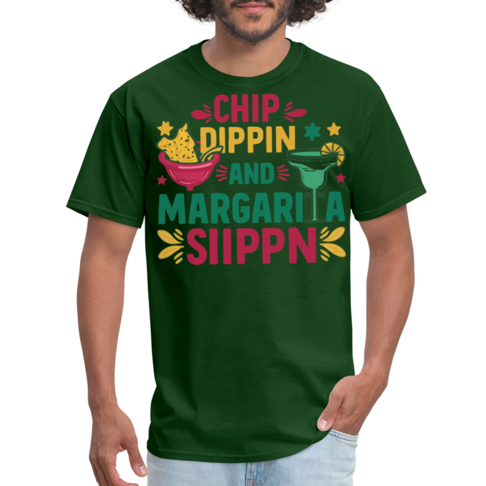 Chips And Dip Party Outfit Fun Margarita Drinking T-shirt - forest green