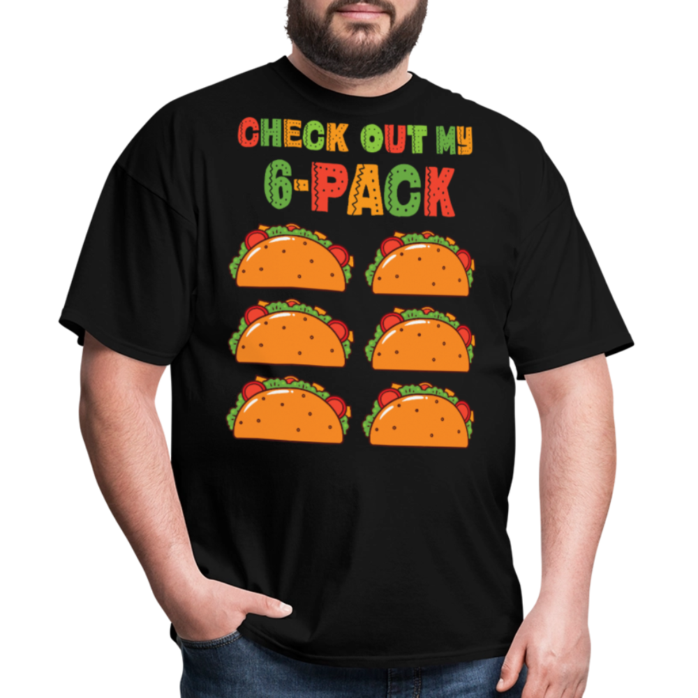 Taco Tuesday Lover Graphic Tee Check Out My 6-pack Taco T-shirt - black