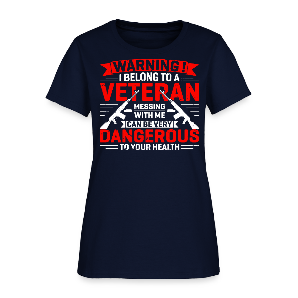 Warning I Belong To A Veteran Women's T-Shirt - navy