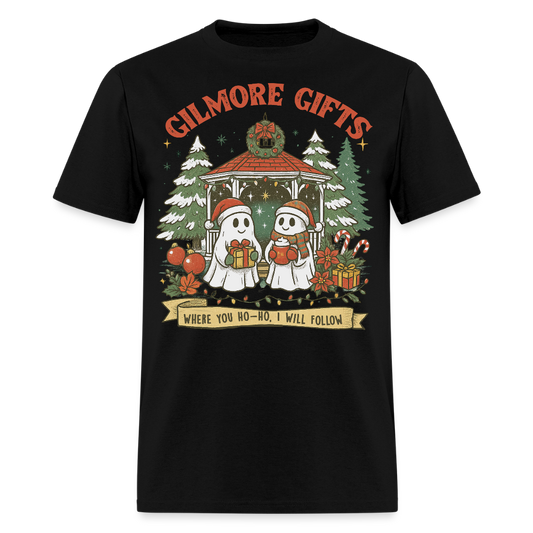 Gilmore Gifts Cute Ghost Christmas T-Shirt - black