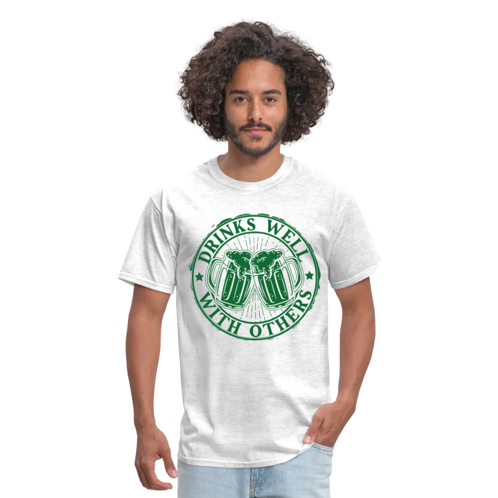 Funny St. Patrick’s Day Beer Shirt – Drinks Well with Others - light heather gray