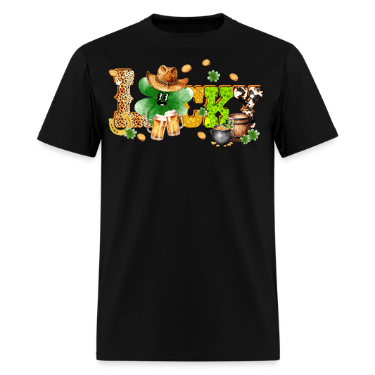 Lucky Shamrock Western Graphic T-shirt - black