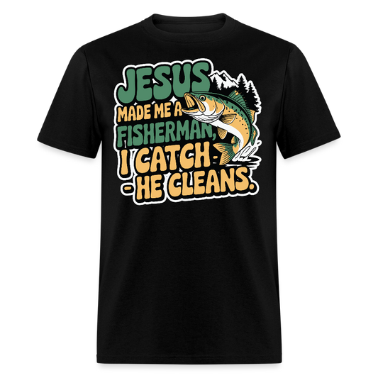 Faith Based Fisherman Tee Spiritual Fishing T-shirt - black