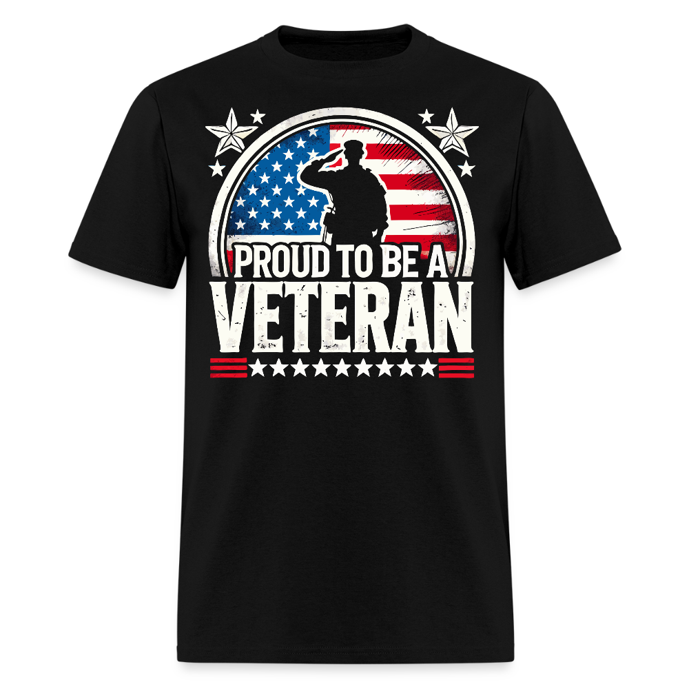 Proud To Be A Veteran Patriotic American Flag T Shirt - black