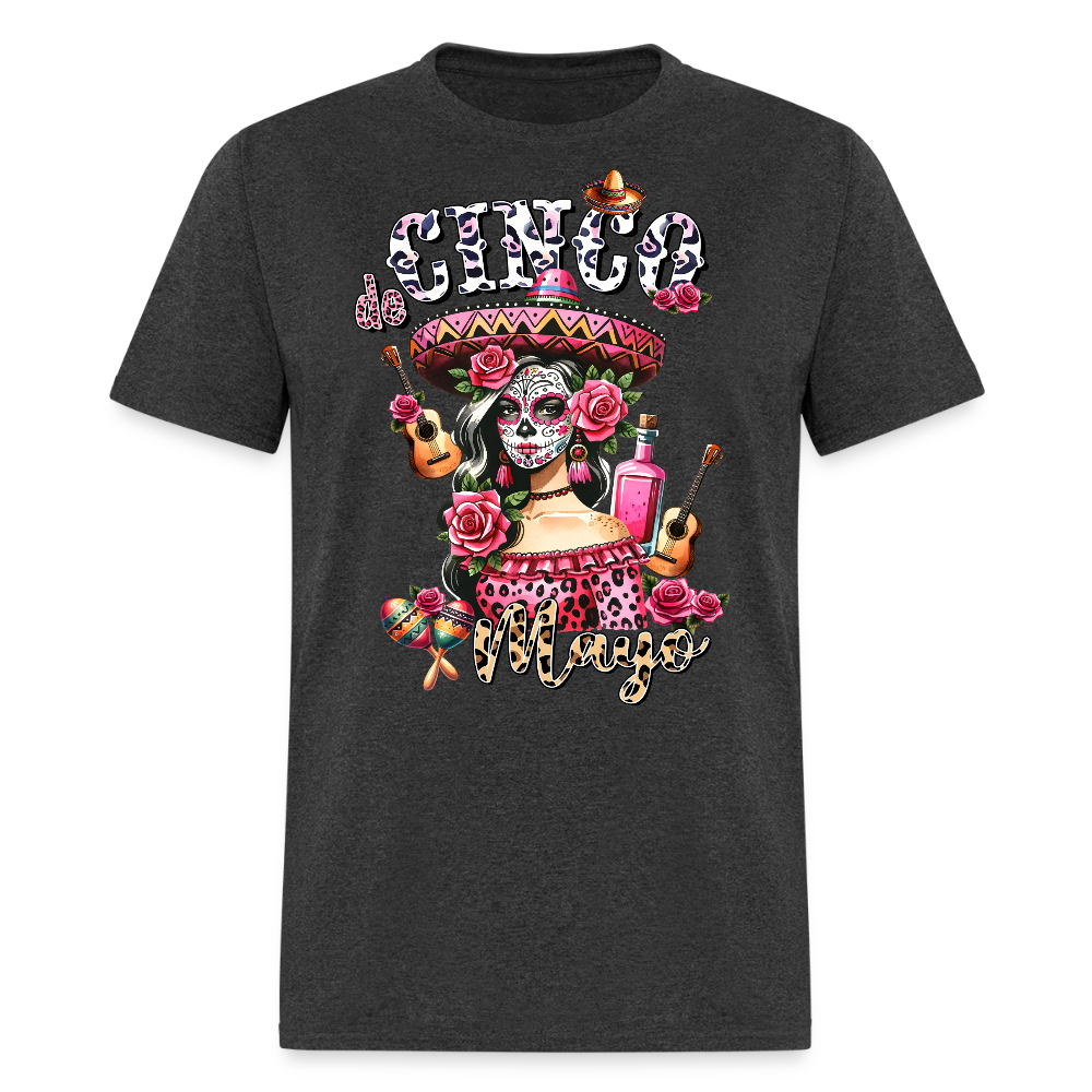 Mexican Fiesta Party Outfit Cinco De Mayo Sugar Skull T-Shirt - heather black