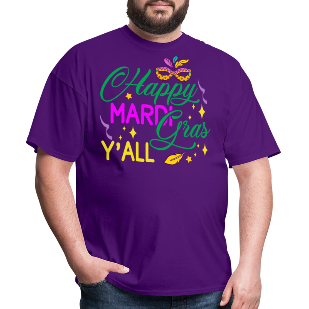 Louisiana Carnival Celebration Tee Happy Mardi Gras Y'all T-shirt - purple