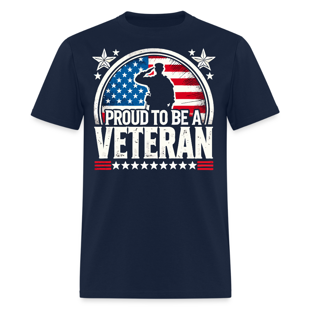 Proud To Be A Veteran Patriotic American Flag T Shirt - navy