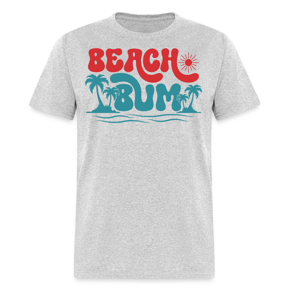 Retro Beach Bum Summer Palm Tree Print T-shirt - heather gray