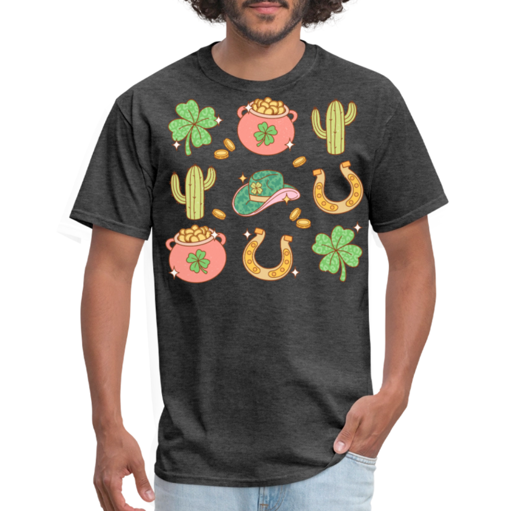 Lucky Irish Cowboy Aesthetic T-shirt - heather black