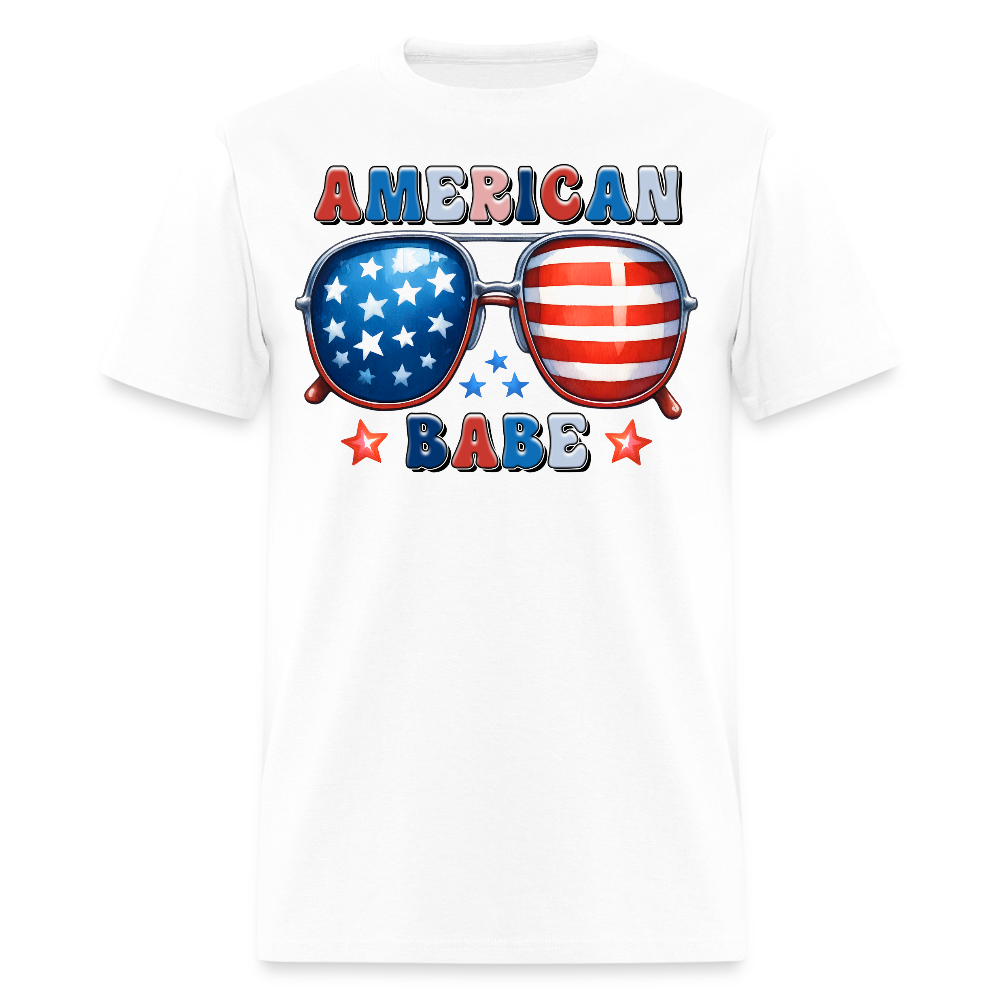 American Babe Patriotic Sunglasses T-Shirt - white