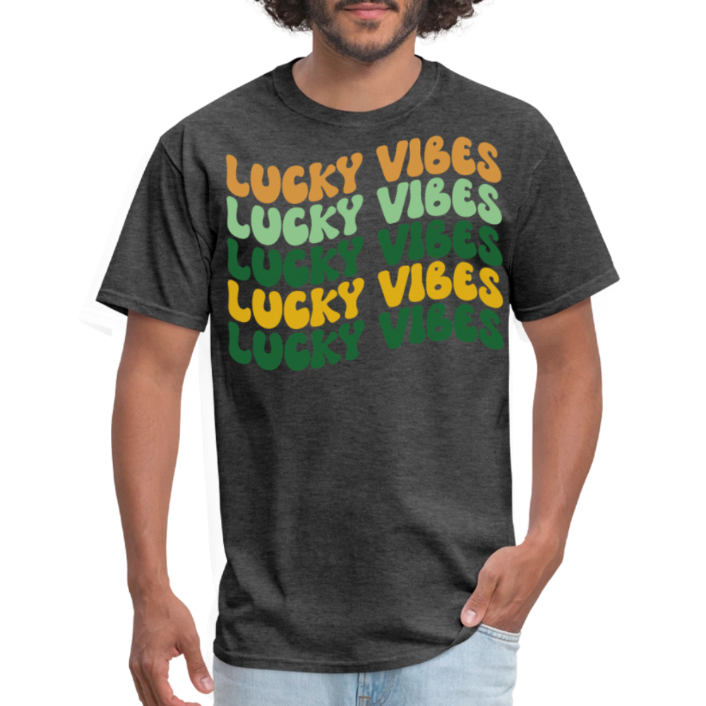 St Patrick's Day Lucky Vibes T-shirt - heather black