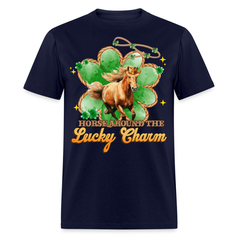 Lucky Charm St Patrick’s Day Horse Lover T-shirt - navy