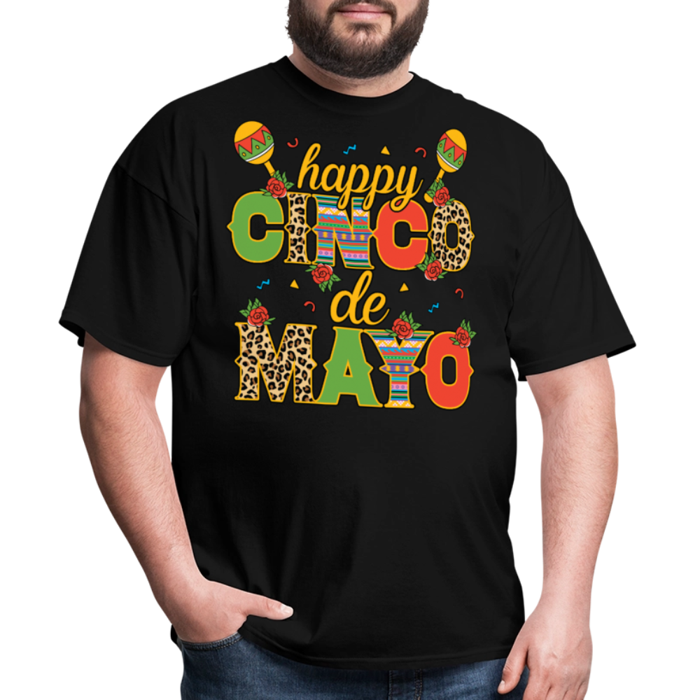 Leopard Print Cinco de Mayo Celebration T-shirt - black