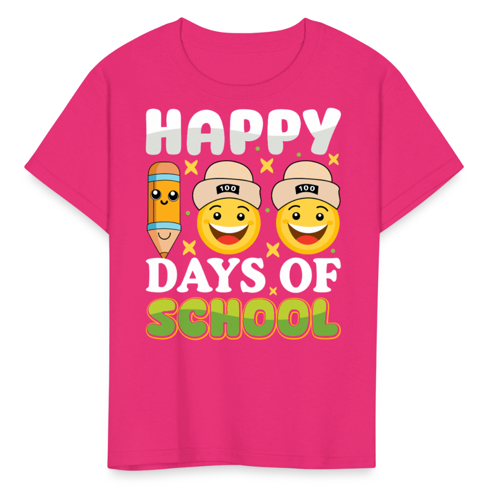 100 Days Of School Tee For Kids School Milestone Celebration T-shirt - fuchsia