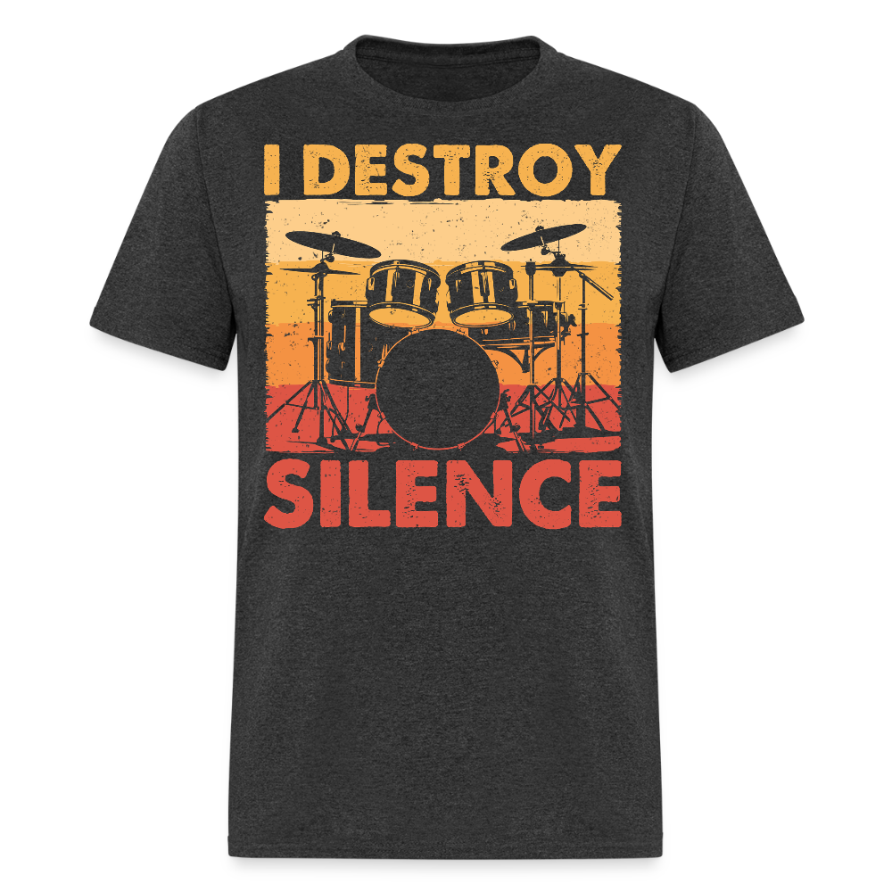 I Destroy Silence Drum T-shirt - heather black