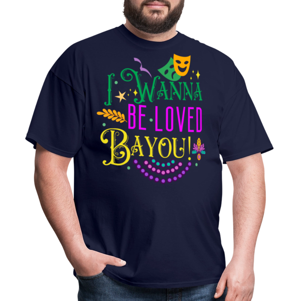 Bayou-inspired Funny Graphic Tee Mardi Gras Party T-shirt - navy