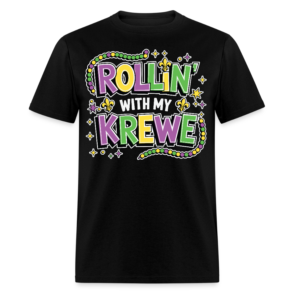 Mardi Gras Outfit Ideas Rollin’ With My Krewe Mardi Gras T-shirt - black