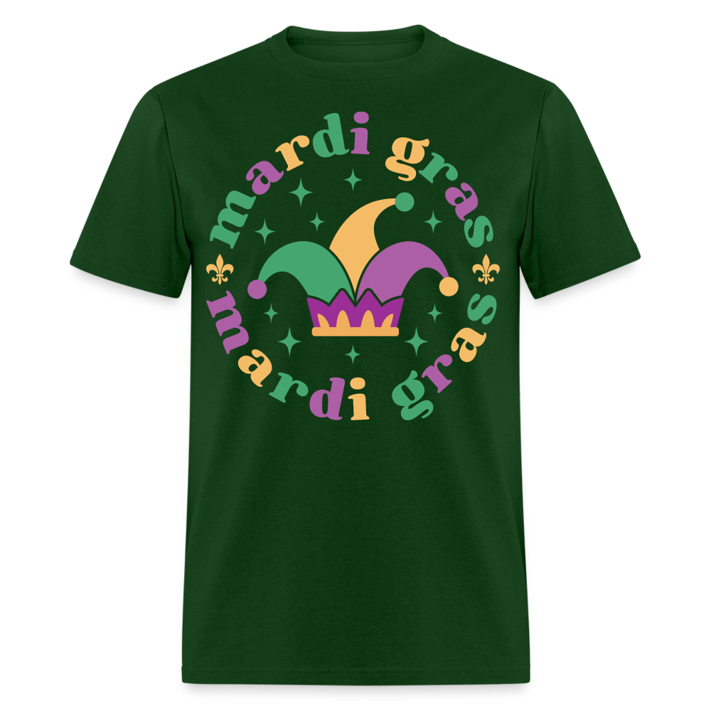 Funny Mardi Gras Jester Hat Unisex T-shirt - forest green