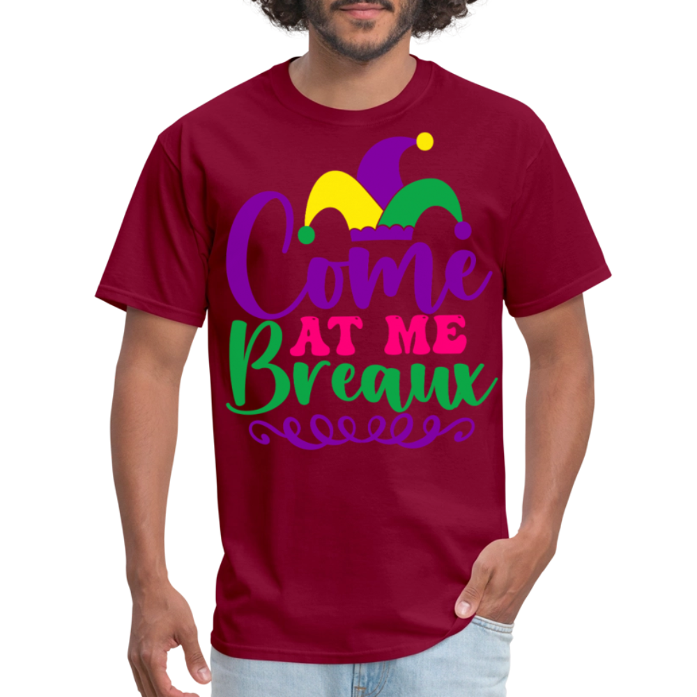 Mardi Gras Jester Hat Tee Come at me Breaux T-shirt - burgundy