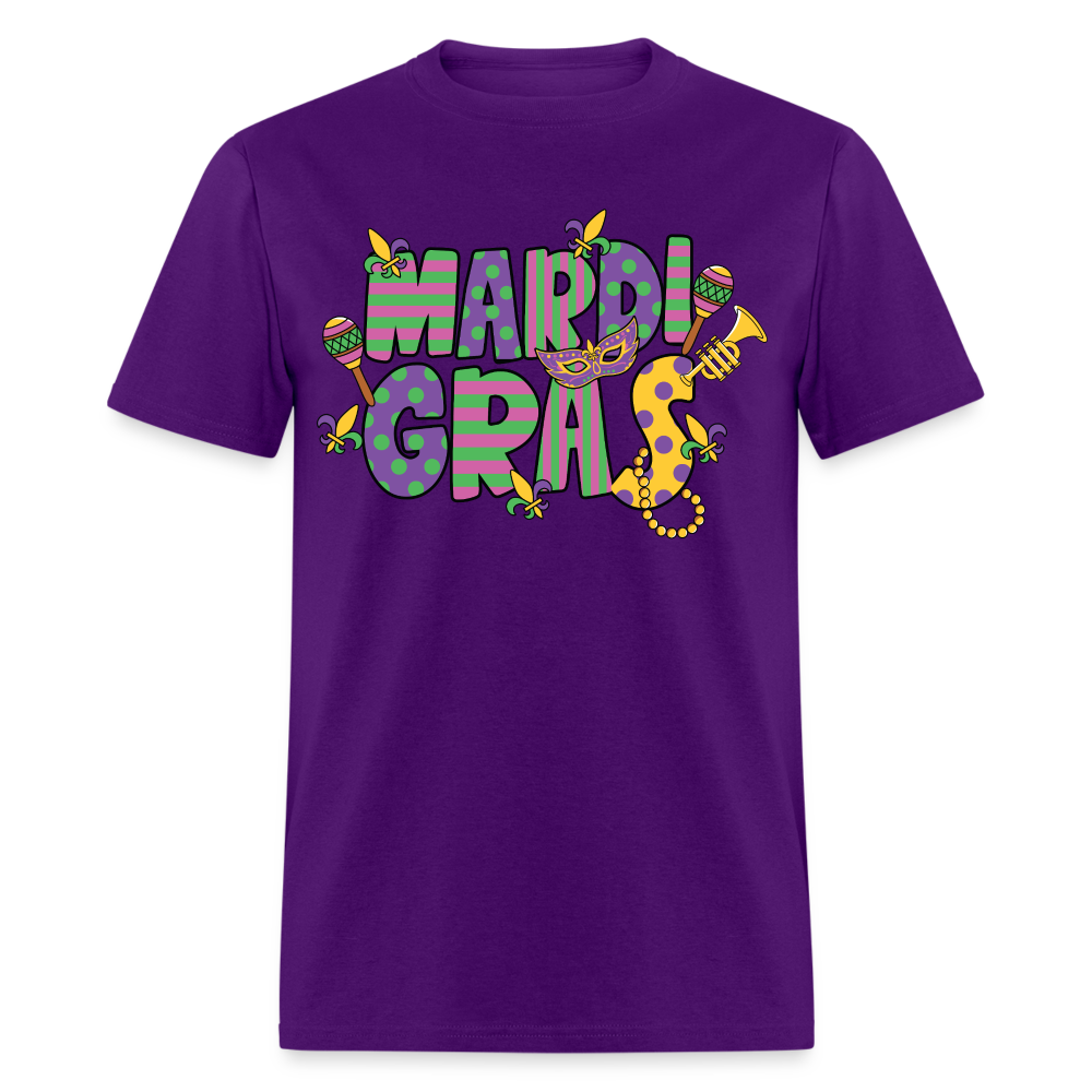 Retro-style Mardi Gras Carnival Tee New Orleans Mardi Gras Party T-shirt - purple