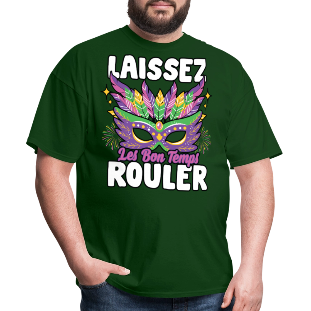 Mardi Gras Party Tee Laissez Les Bon Temps Roule T-shirt - forest green