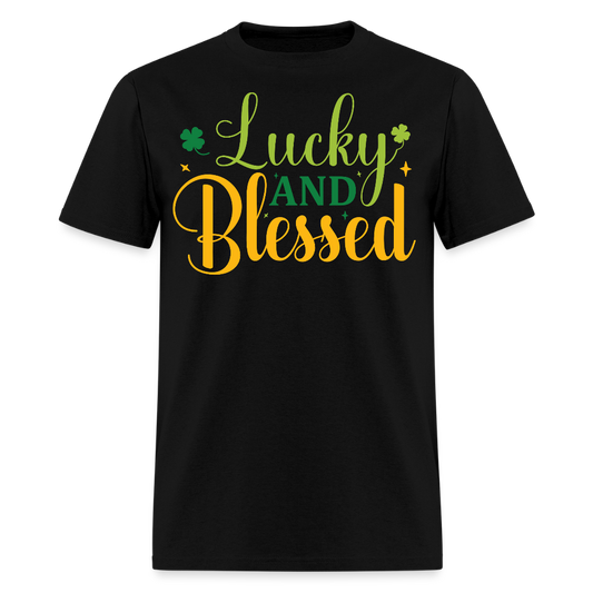 St Patrick’s Day Lucky And Blessed T-shirt - black