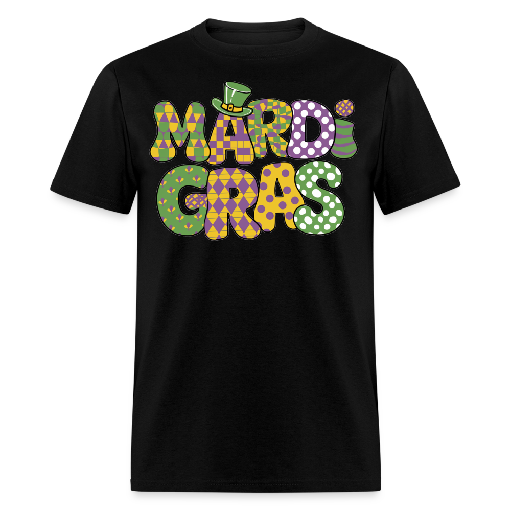 Colorful Mardi Gras Graphic Tee For Fat Tuesday Unisex T-Shirt - black