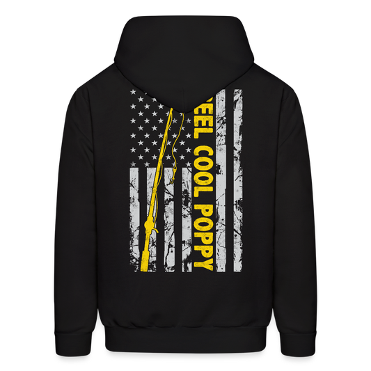 Reel Cool Poppy Patriotic Fishing Father's Day Hoodie - black