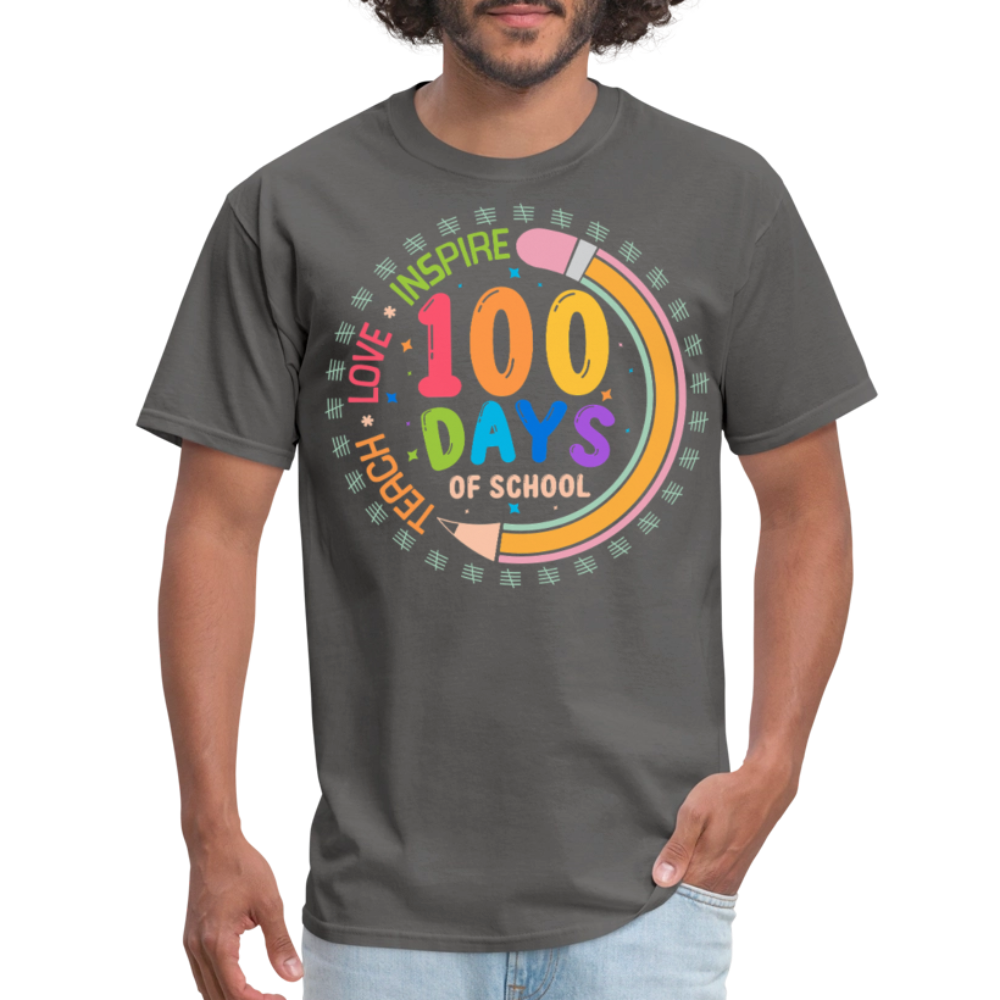 100th Days Of School Shirt For Teachers School Milestone Celebration T-shirt - charcoal