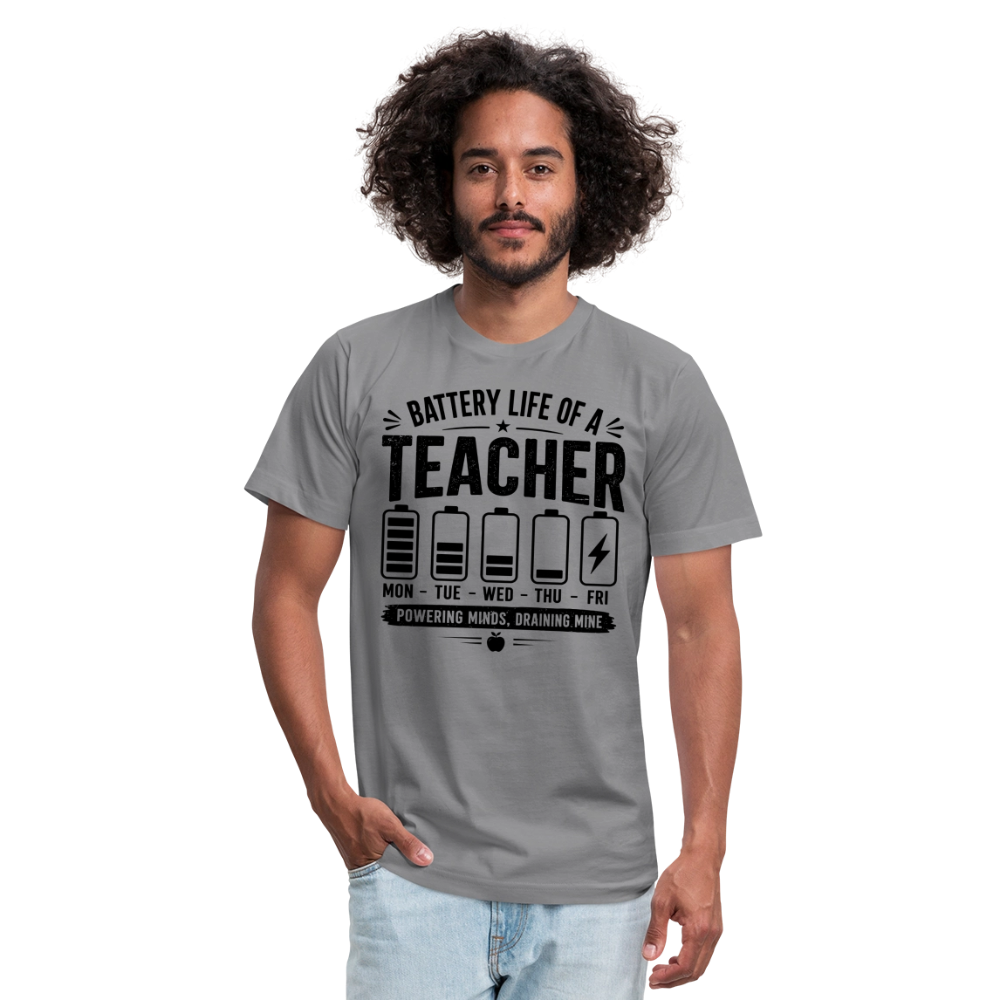 Battery Life of a Teacher T-Shirt | Funny Teacher Gift - slate