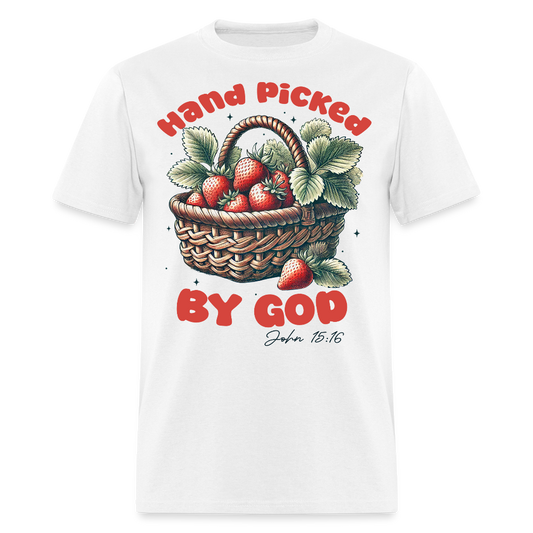 Hand picked by God Inspirational Faith-based T-shirt - white