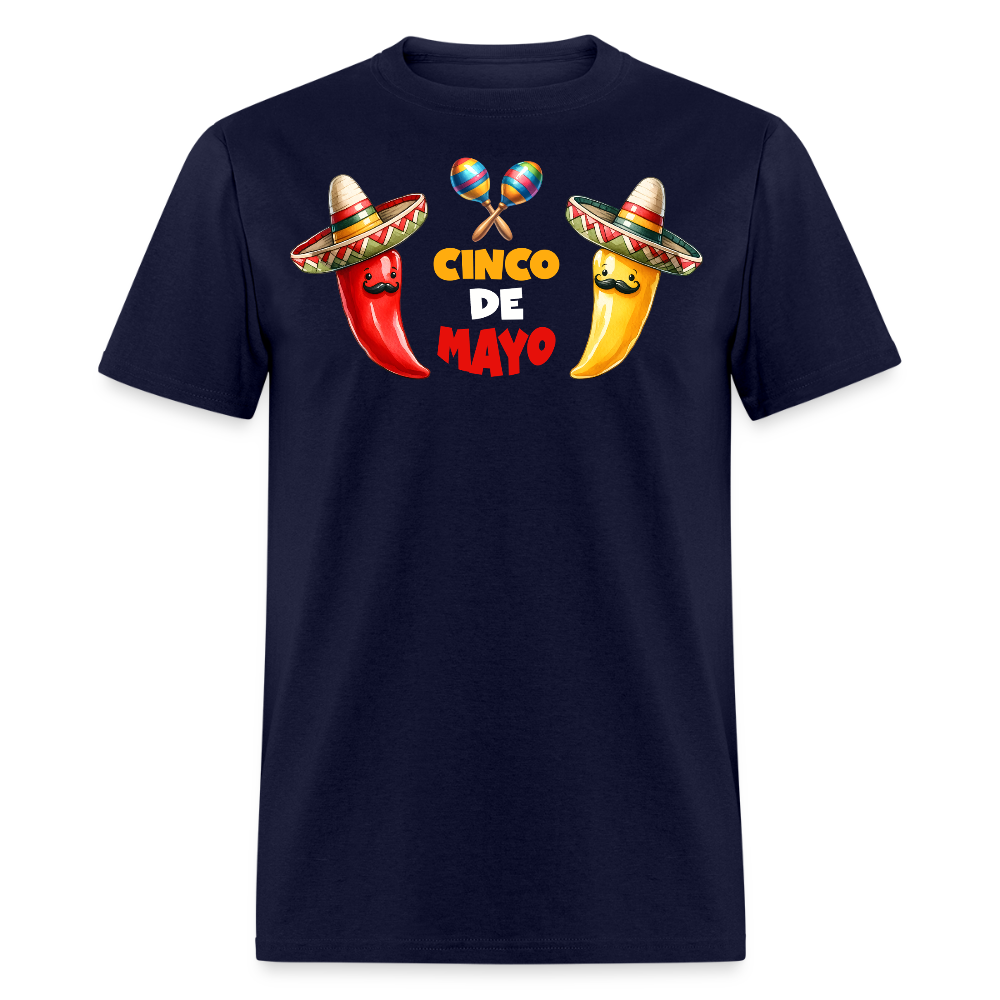 Sombrero And Maracas Graphic Tee Cinco De Mayo Funny T-shirt - navy