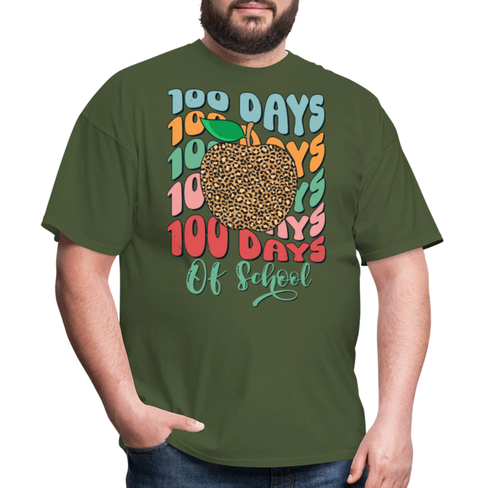 Leopard print 100 Days Of School Teacher Appreciation Gifts T-shirt - military green