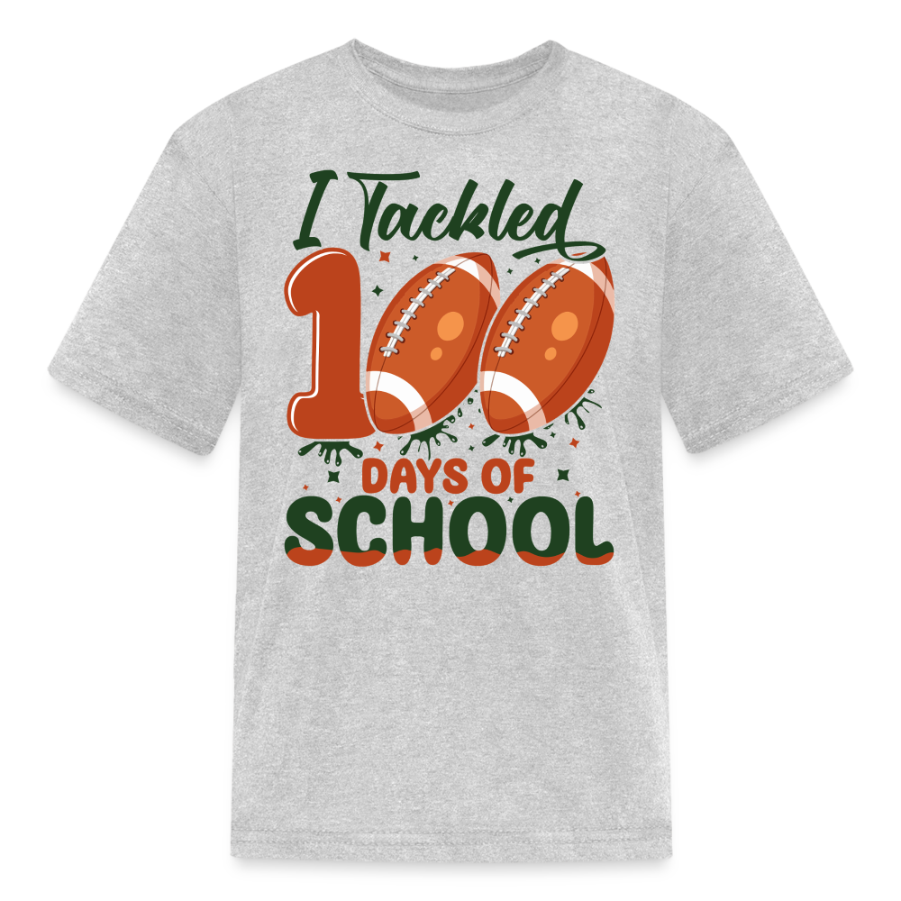 I Tackled 100 Days Of School Shirt Smarter Football Kids T-Shirt - heather gray